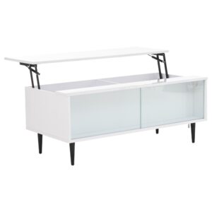 Wohnli Möbelsuche - Höhenverstellbarer Couchtisch aus Spanplatte weiß mit LED