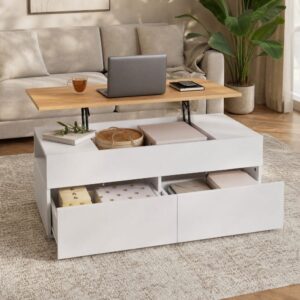 wohnli-moebel-suche-M26192460-1 Couchtisch aus Spanplatte weiß mit Hebefunktion 100x40x50cm Spanplatte Weiß Hauss Spole Möbel Wohnzimmermöbel Couchtische