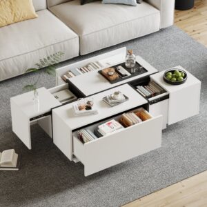 wohnli-moebel-suche-M26192461-1 Couchtisch aus Spanplatte weiß mit 4 Schubladen 100x40x60cm Spanplatte Weiß Hauss Spole Möbel Wohnzimmermöbel Couchtische