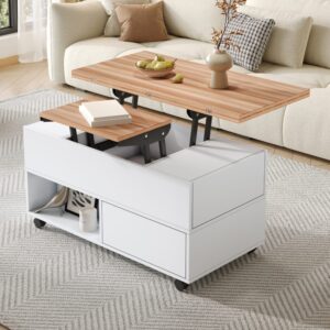 wohnli-moebel-suche-M26192463-1 Couchtisch aus Spanplatte weiß und holzfarben 100x52x50cm Spanplatte Weiß Hauss Spole Möbel Wohnzimmermöbel Couchtische