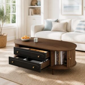wohnli-moebel-suche-M26192465-1 Couchtisch aus Spanplatte in Walnussoptik mit 2 Schubladen 100x36x50cm Spanplatte Braun Hauss Spole Möbel Wohnzimmermöbel Couchtische