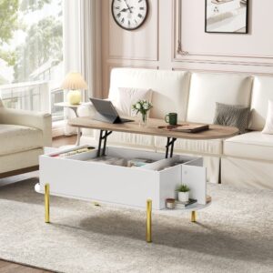 wohnli-moebel-suche-M26192468-1 Couchtisch aus Holzwerkstoff in Weiß und Naturholz 120x43x50cm Spanplatte Weiß Hauss Spole Möbel Wohnzimmermöbel Couchtische