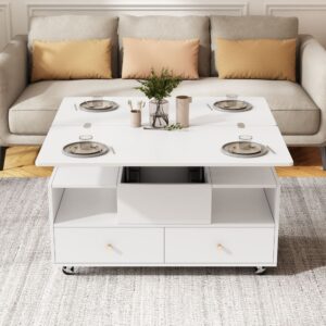wohnli-moebel-suche-M26192469-1 Couchtisch höhenverstellbar aus Holzwerkstoff weiß mit 4 Schubladen 100x48x50cm Spanplatte Weiß Hauss Spole Möbel Wohnzimmermöbel Couchtische
