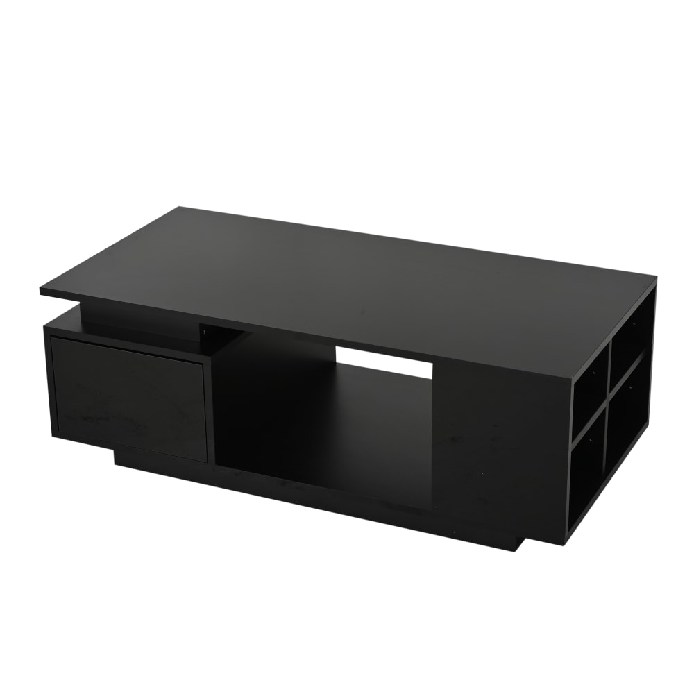 Wohnli Möbelsuche - Couchtisch aus Spanplatte schwarz hochglänzend mit LED