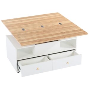 wohnli-moebel-suche-M26192475 Wohnli Möbelsuche - Couchtisch höhenverstellbar aus Holzwerkstoff in Weiß und Naturholz
