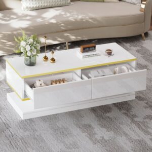wohnli-moebel-suche-M26192487-1 Couchtisch aus Spanplatte weiß mit 2 Schubladen 100x38x50cm Spanplatte Weiß Hauss Spole Möbel Wohnzimmermöbel Couchtische
