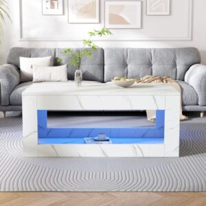 wohnli-moebel-suche-M26192490-1 Couchtisch mit LED aus Spanplatte weiß 100x50x50cm Spanplatte Weiß Hauss Spole Möbel Wohnzimmermöbel Couchtische