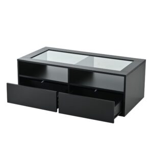 wohnli-moebel-suche-M26192493 Wohnli Möbelsuche - Couchtisch aus Glas und Spanplatte schwarz mit LED-Beleuchtung