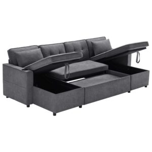 Wohnli Möbelsuche - Schlafsofa U in Leinenoptik grau