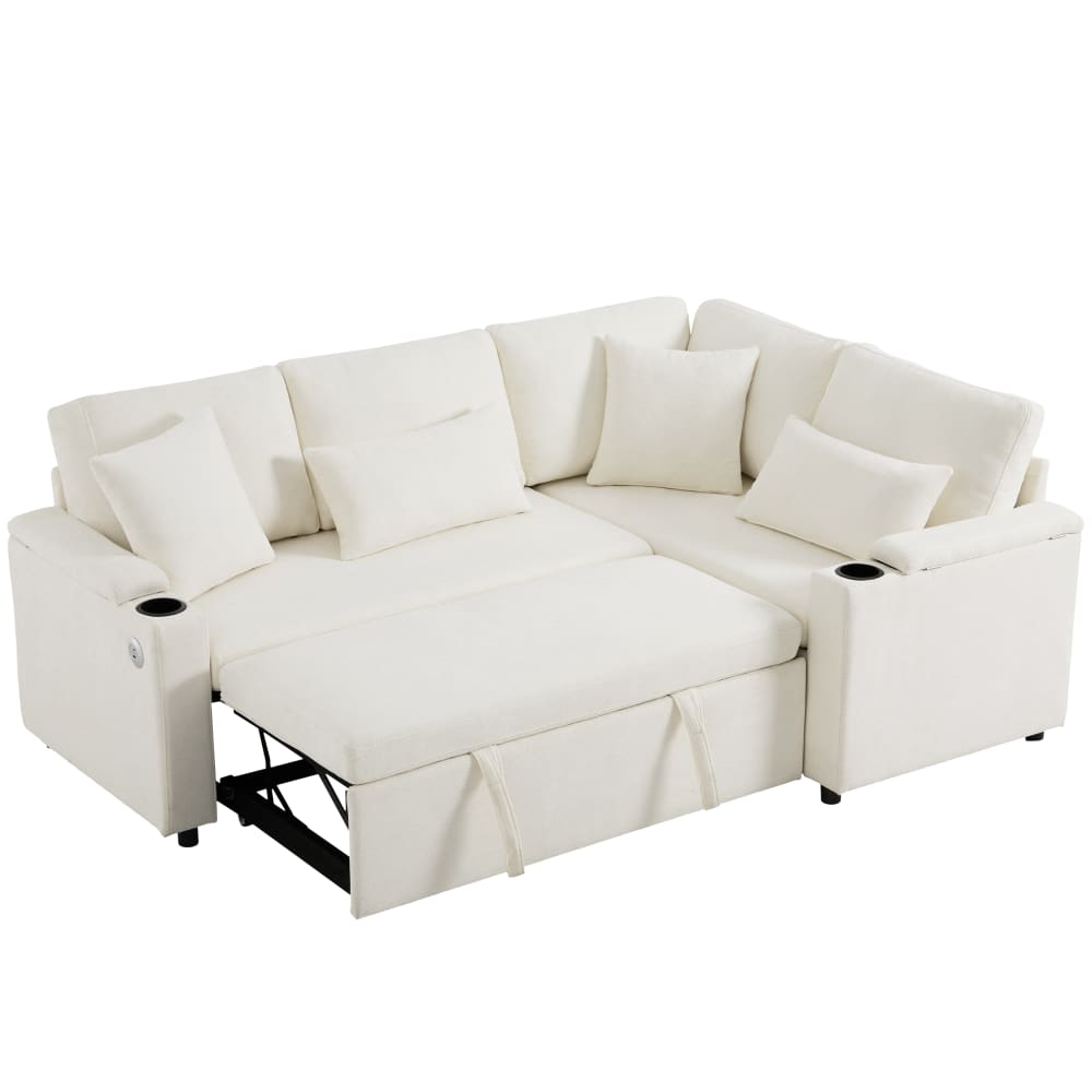 wohnli-moebel-suche-M26192507 Wohnli Möbelsuche - Ecksofa aus Chenille beige mit Ausziehfunktion