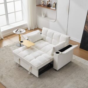 wohnli-moebel-suche-M26192508-1 Schlafsofa aus Stoff beige mit USB- und Typ-C-Anschluss 141x82x74cm Stoff Beige Hauss Spole Sofas und Sessel Sofas Sitzbank und Polsterbank