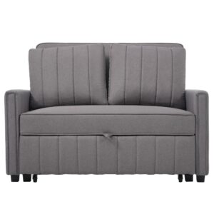 wohnli-moebel-suche-M26192512-1 Klappsofabett aus Baumwoll-Leinenstoff in Antikgrau 127x94x75cm PES - Polyester Grau Hauss Spole Sofas und Sessel Sofas Sitzbank und Polsterbank