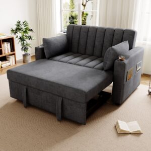 wohnli-moebel-suche-M26192513-1 Schlafsofa aus Leinenoptik grau 136x84x162cm Leinen Grau Hauss Spole Sofas und Sessel Sofas Sitzbank und Polsterbank