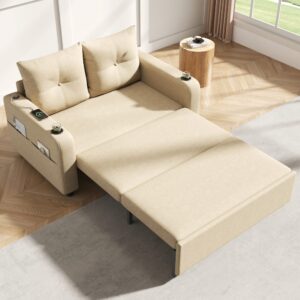wohnli-moebel-suche-M26192517-1 Schlafsofa in Leinenoptik beige 2-Sitzer 131x94x81cm Leinen Beige Hauss Spole Sofas und Sessel Sofas Sitzbank und Polsterbank