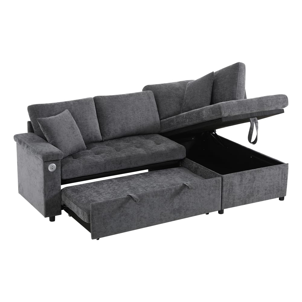wohnli-moebel-suche-M26192518 Wohnli Möbelsuche - Schlafsofa rechts in L-Form aus Chenille dunkelgrau