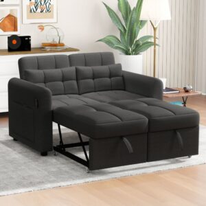 Schlafsofa 3-in-1 in Leinenoptik grau 142x83x85cm Leinen Grau Hauss Spole Sofas und Sessel Sofas Sitzbank und Polsterbank