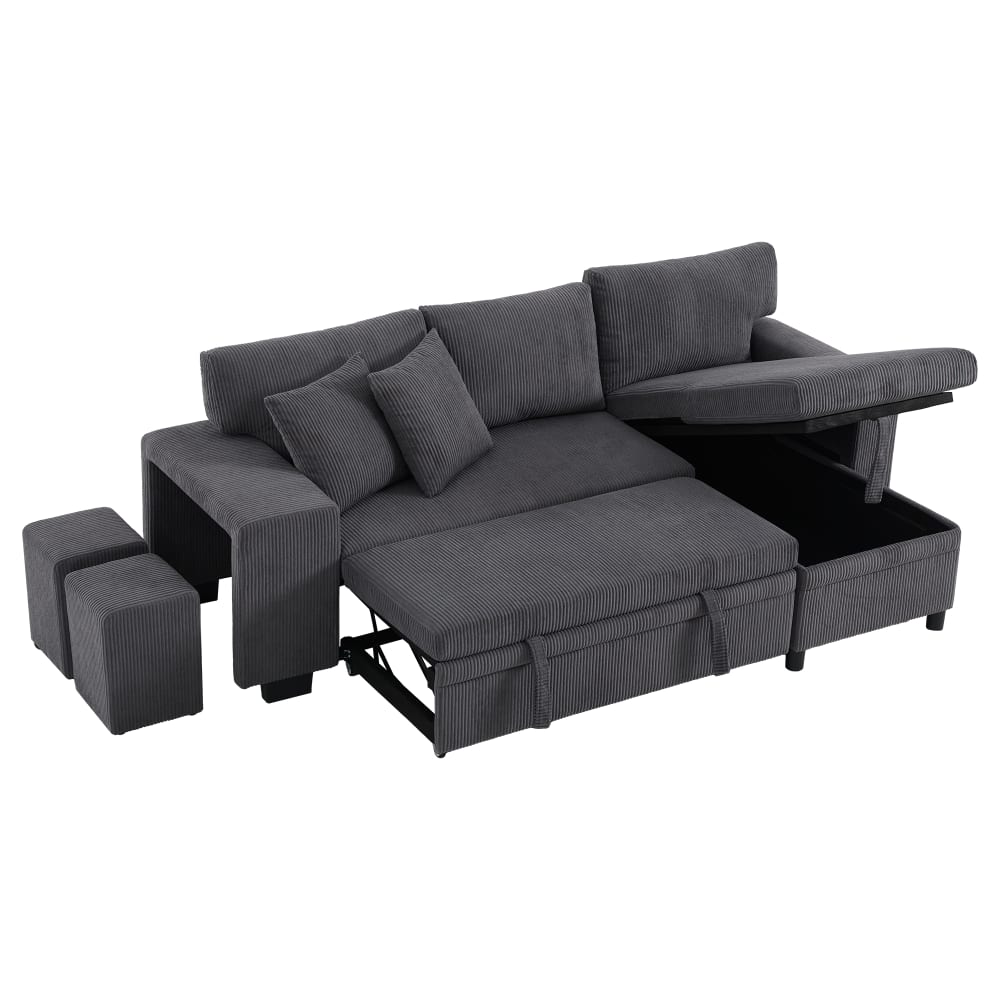 wohnli-moebel-suche-M26192528 Wohnli Möbelsuche - Schlafsofa aus Cordstoff grau mit USB-Anschluss und Stauraum