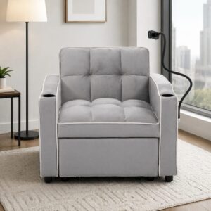wohnli-moebel-suche-M26192529-1 Schlafsofa aus Samt antikgrau-weiß 83x76x167cm PES - Polyester Grau Hauss Spole Sofas und Sessel Sofas Sitzbank und Polsterbank