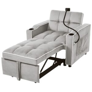 Wohnli Möbelsuche - Schlafsofa aus Samt antikgrau-weiß