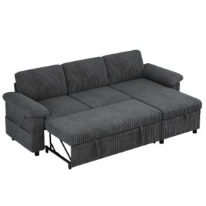 wohnli-moebel-suche-M26192530 Wohnli Möbelsuche - Ecksofa mit Schlaffunktion aus Cordstoff grau
