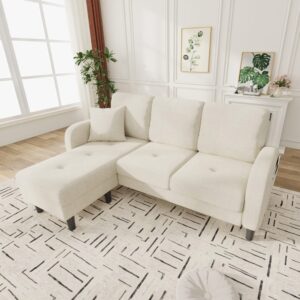 wohnli-moebel-suche-M26192537-1 Modulares Ecksofa mit Chaiselongue 3-Sitzer hellbeige 166x77x118cm PES - Polyester Beige Hauss Spole Sofas und Sessel Sofas Ecksofas