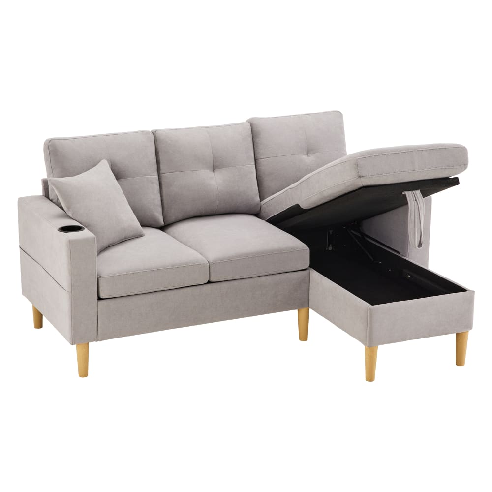 wohnli-moebel-suche-M26192540 Wohnli Möbelsuche - Ecksofa aus Stoff in Leinenoptik hellgrau mit Stauraum