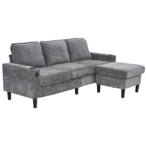 wohnli-moebel-suche-M26192542 Wohnli Möbelsuche - Ecksofa aus Leinen grau mit USB- und Typ-C-Anschlüssen
