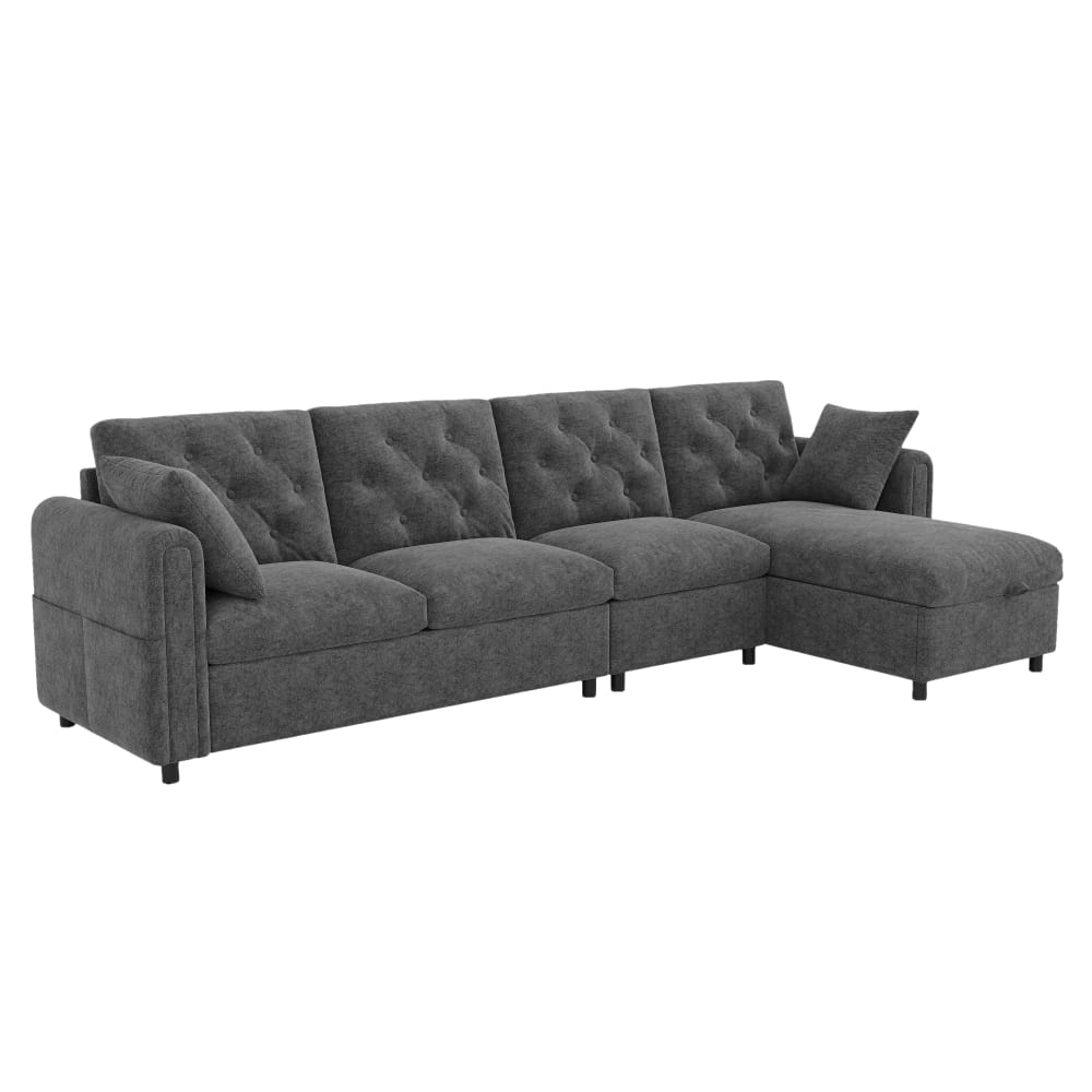 wohnli-moebel-suche-M26192545 Wohnli Möbelsuche - Ecksofa aus Samt grau mit Stauraum und Schlaffunktion