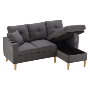 wohnli-moebel-suche-M26192548 Wohnli Möbelsuche - Ecksofa 3-Sitzer in Leinenoptik dunkelgrau
