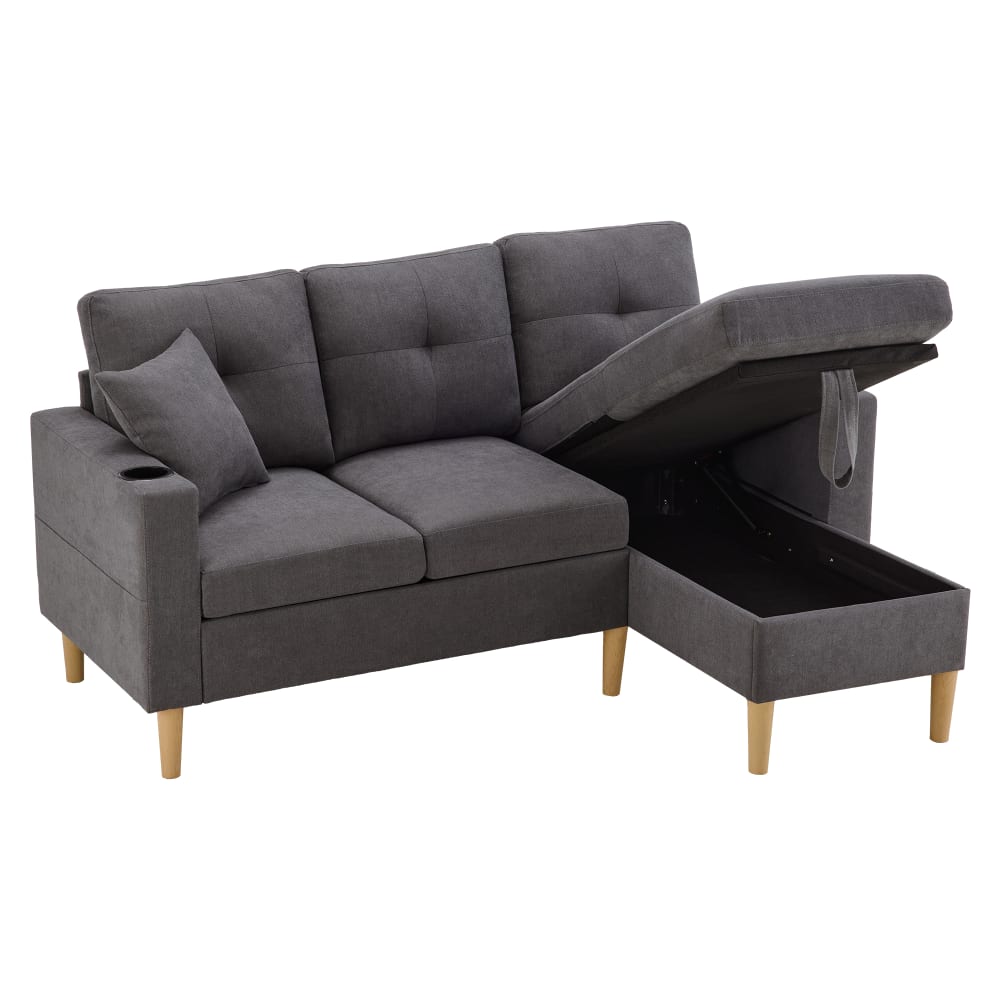 wohnli-moebel-suche-M26192548 Wohnli Möbelsuche - Ecksofa 3-Sitzer in Leinenoptik dunkelgrau