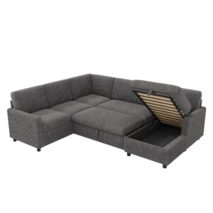 wohnli-moebel-suche-M26192555 Wohnli Möbelsuche - U-Form-Eckschlafsofa aus Cordstoff grau