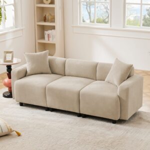 wohnli-moebel-suche-M26192561-1 3-Sitzer-Sofa aus Chenille beige 211x71x67cm Stoff Beige Hauss Spole Sofas und Sessel Sofas 2-Sitzer-Sofas & 3-Sitzer-Sofas