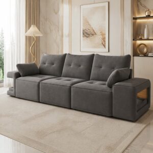 wohnli-moebel-suche-M26192563-1 Modulares 3-Sitzer-Sofa aus Samt grau 230x84x78cm Samt Grau Hauss Spole Sofas und Sessel Sofas 2-Sitzer-Sofas & 3-Sitzer-Sofas