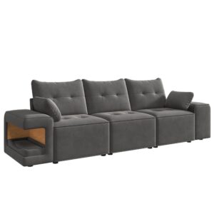wohnli-moebel-suche-M26192563 Wohnli Möbelsuche - Modulares 3-Sitzer-Sofa aus Samt grau