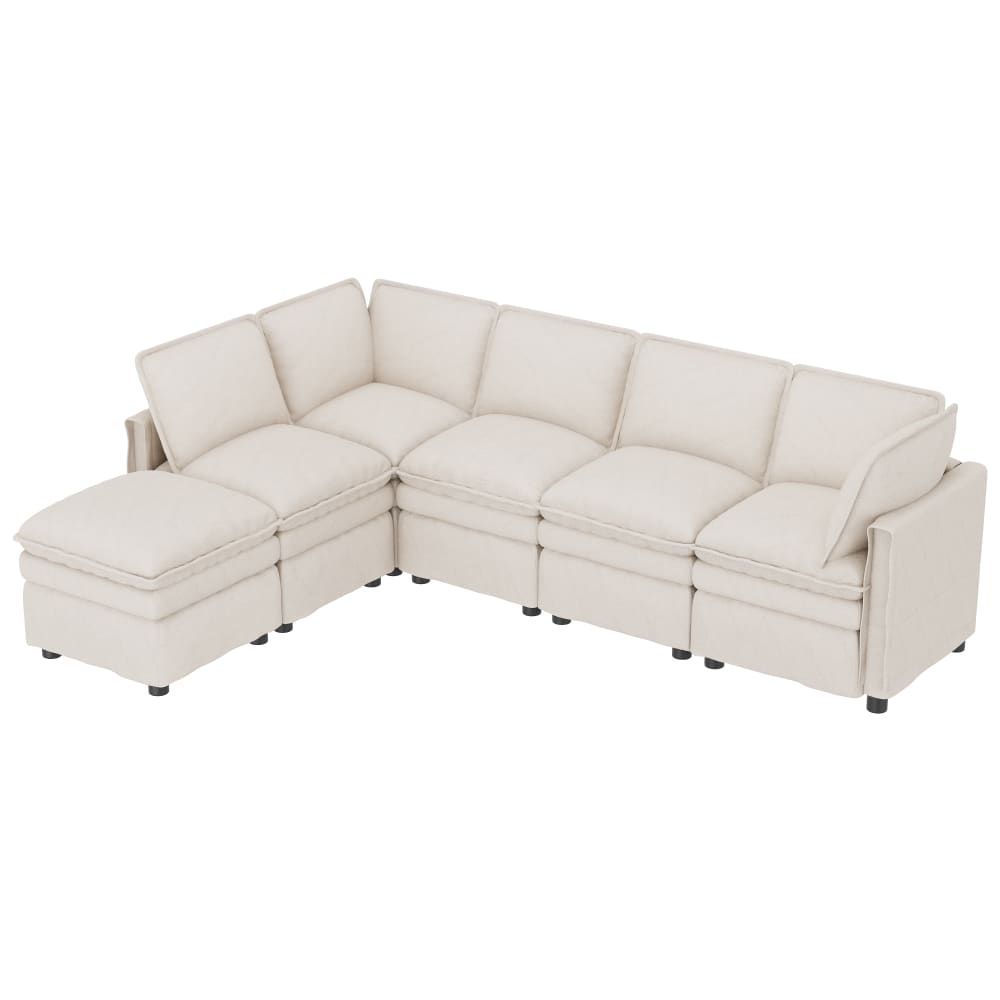 wohnli-moebel-suche-M26192579 Wohnli Möbelsuche - Modulares Sofa XXL aus Chenille beige mit Schlaffunktion