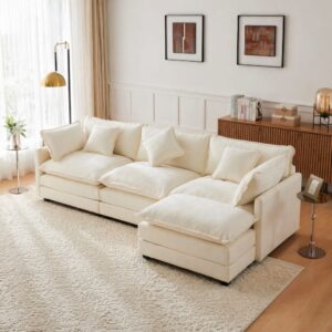 wohnli-moebel-suche-M26192580-1 Ecksofa aus Chenille beige 283x84x147cm Stoff Beige Hauss Spole Sofas und Sessel Sofas Modulare Sofas