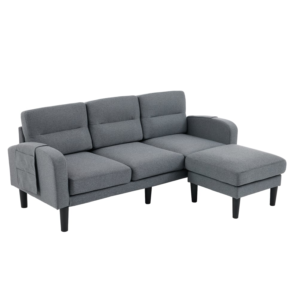 wohnli-moebel-suche-M26192582 Wohnli Möbelsuche - Ecksofa in L-Form aus Stoff grau mit Chaiselongue