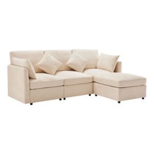 wohnli-moebel-suche-M26192587 Wohnli Möbelsuche - Modulares Sofa aus Chenille beige mit Hocker und 4 Kissen