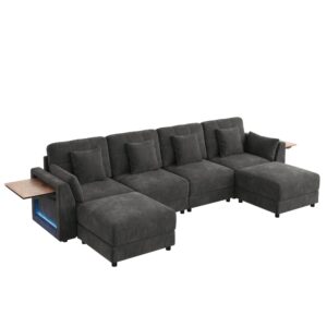 wohnli-moebel-suche-M26192588 Wohnli Möbelsuche - Modulares Sofa aus Chenille grau mit 2 Hockern
