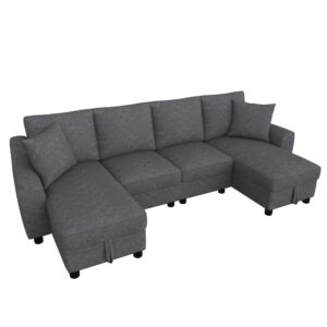 wohnli-moebel-suche-M26192589 Wohnli Möbelsuche - U-Form Sofa aus Chenille grau mit Stauraum