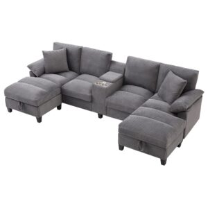 wohnli-moebel-suche-M26192592 Wohnli Möbelsuche - U-Form-Sofa aus Cordstoff grau