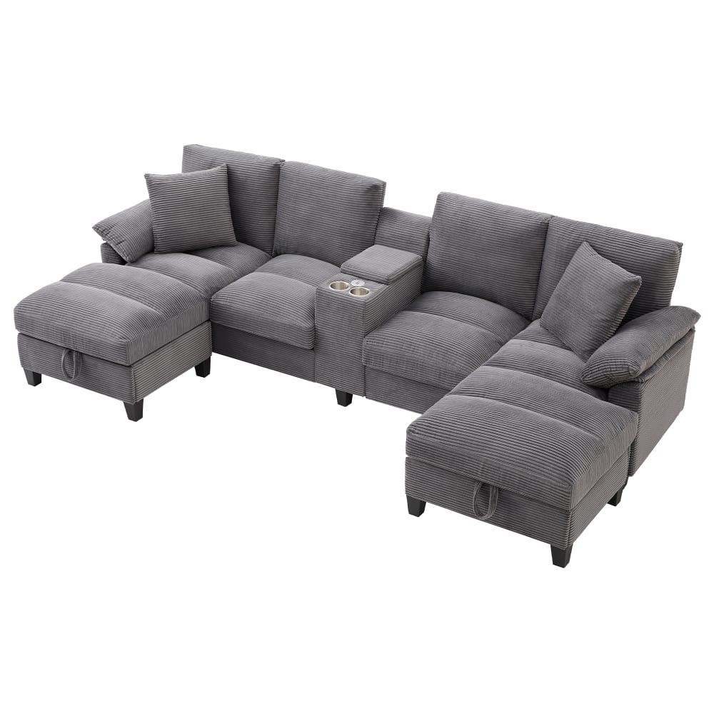 wohnli-moebel-suche-M26192592 Wohnli Möbelsuche - U-Form-Sofa aus Cordstoff grau