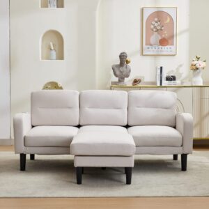Ecksofa in Beige aus Stoff mit Chaiselongue 204x80x136cm Stoff Beige Hauss Spole Sofas und Sessel Sofas Modulare Sofas