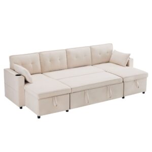 Wohnli Möbelsuche - Schlafsofa in U-Form in Leinenoptik beige