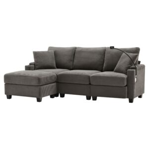 wohnli-moebel-suche-M26192603 Wohnli Möbelsuche - Ecksofa aus Cord dunkelgrau mit 2 Kissen