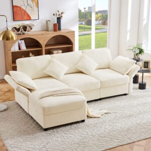wohnli-moebel-suche-M26192605-1 Modulares Ecksofa aus Chenille beige 218x86x157cm Stoff Beige Hauss Spole Sofas und Sessel Sofas Modulare Sofas