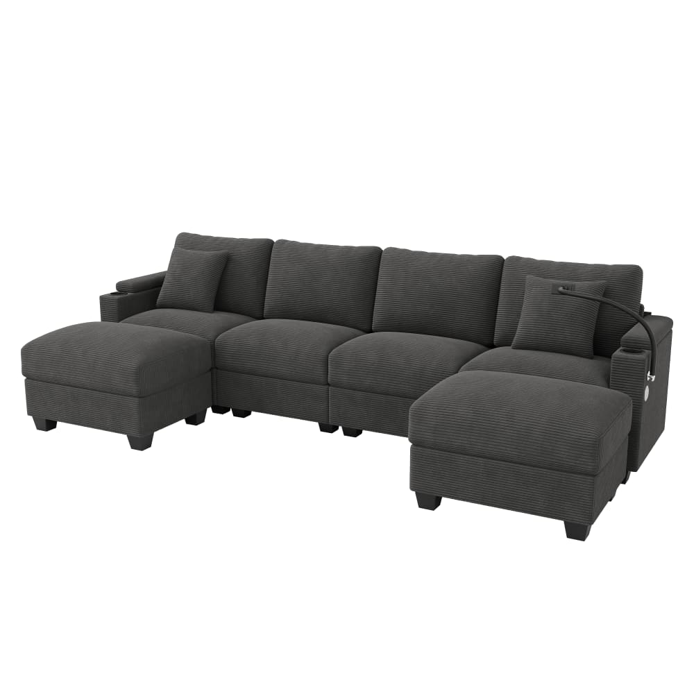 wohnli-moebel-suche-M26192607 Wohnli Möbelsuche - Modulares Ecksofa aus Cord grau