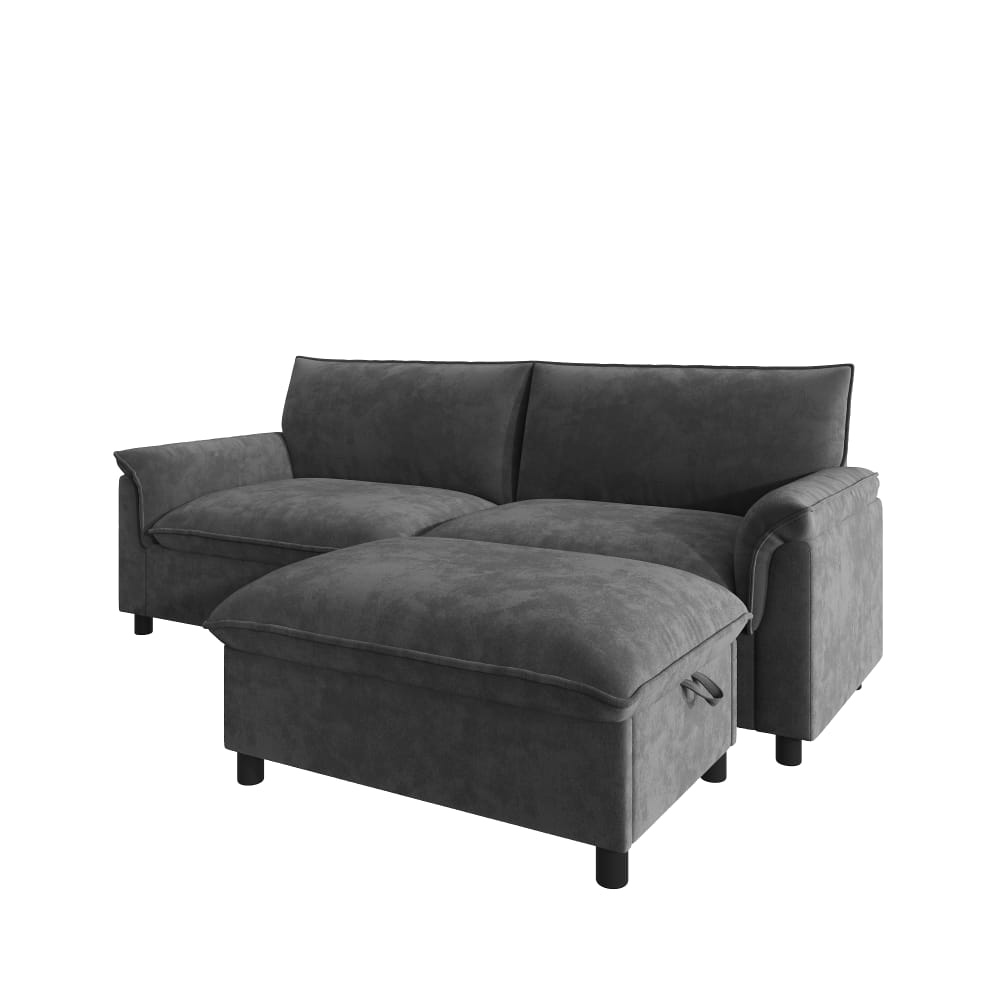wohnli-moebel-suche-M26192611 Wohnli Möbelsuche - Modulares Sofa aus Chenille grau mit Hocker