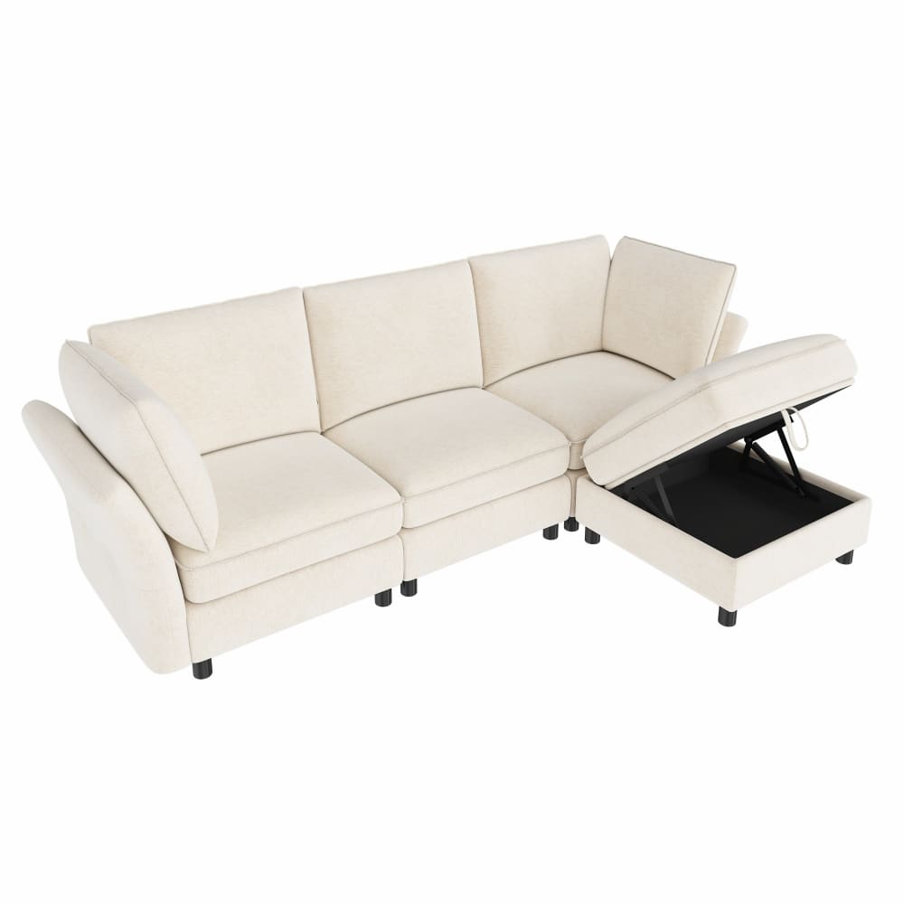 wohnli-moebel-suche-M26192612 Wohnli Möbelsuche - Modulares Ecksofa aus Chenille beige mit Hocker