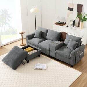 wohnli-moebel-suche-M26192614-1 Modulares Ecksofa aus Cordstoff grau 229x83x150cm Samt Grau Hauss Spole Sofas und Sessel Sofas Modulare Sofas